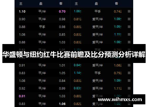 华盛顿与纽约红牛比赛前瞻及比分预测分析详解